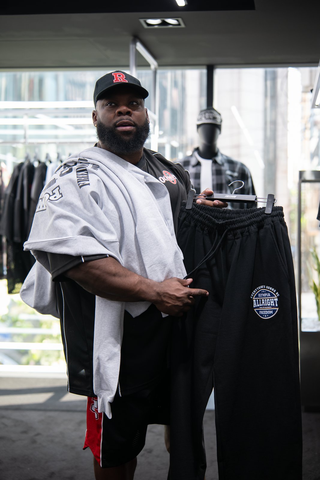 Keone Pearson picking Freedom Olympia apparel