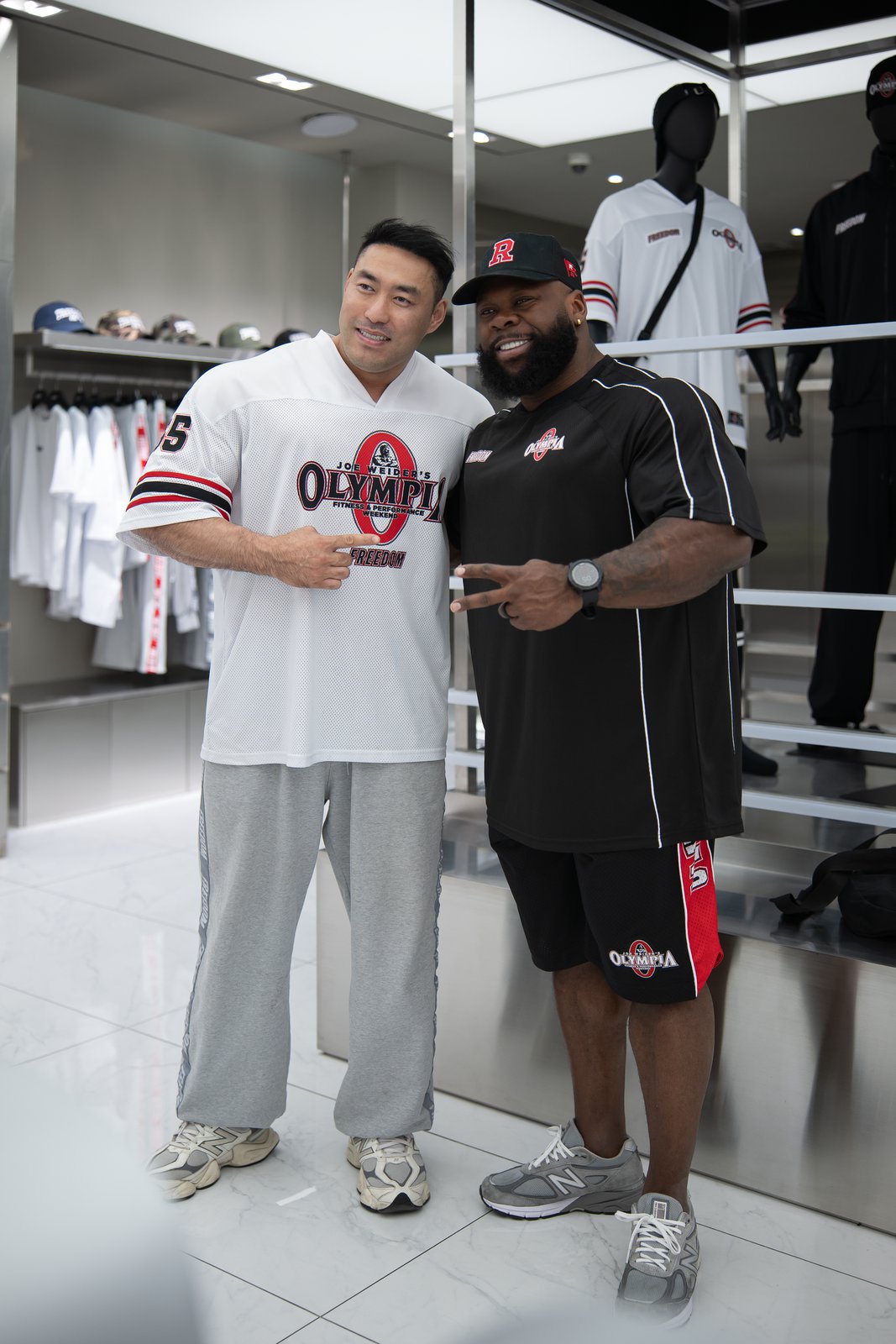 Keone Pearson with Korean athlete at the Freedom store